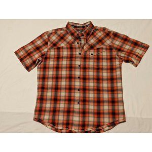 HARLEY-DAVIDSON MEN'S WASHED ORANGE PLAID SHIRT SHORT SLEEVE - NWT - LARGE